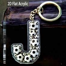 2D Acrylic Flat Football Letter Keychain, Designed For Football Players And Fans, Suitable For Football Themed Party Gifts, Souvenirs, Bag Charms, Training And Match Key Accessories - Football-themed Letter Keychain 01 - View 11