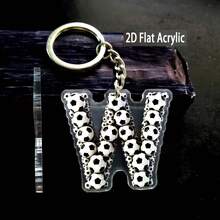 2D Acrylic Flat Football Letter Keychain, Designed For Football Players And Fans, Suitable For Football Themed Party Gifts, Souvenirs, Bag Charms, Training And Match Key Accessories - Football-themed Letter Keychain 01 - View 29