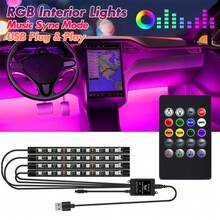 أضواء داخلية للسيارة RGB مع مزامنة الموسيقى، مجموعة إضاءة محيطية LED مع جهاز تحكم عن بعد، شرائط إضاءة متغيرة الألوان تعمل بالطاقة USB للسيارة والشاحنة والسيارة الرياضية متعددة الاستخدامات، إكسسوارات داخلية للسيارة، هدايا للرجال والنساء - قاد - مشاهدة 3