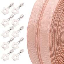 1 Conjunto, Zíperes Multicoloridos com Puxadores de Zíper Bronze Antigo/Dourado Claro/Prata, Adequado para Substituição de Zíper DIY de Costura Doméstica - Com puxador de zíper prateado - Visão 22
