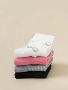 1 Pair Sequin Decorated Ribbed Socks, Cute & Comfortable Mid,Calf Socks, Suitable For Women Carnival Stockings And Knitwear/Women Over,The,Knee Socks, Cozy Socks - 多色的 - 查看 12