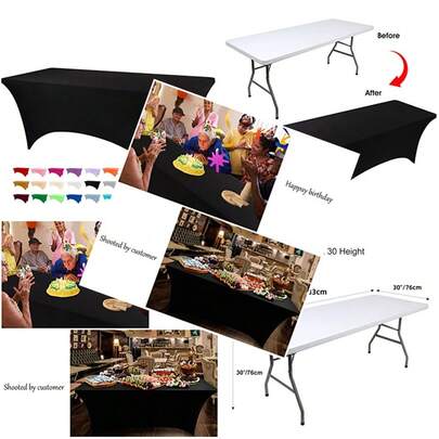 Table Covers For 6 Feet Tables Washable And Wrinkle Resistant Stretch Tablecloths Rectangle 6Feet For Events Wedding Banquets Parties