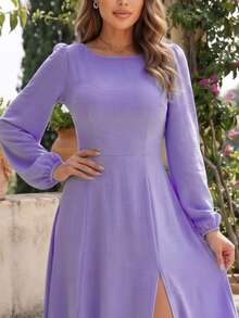 Long-Sleeved, Backless Dress By Juliana NM Nana Marie - Màu Lilac Tím - Xem 3