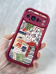 NR100 ジャパン ロック画面アート,対応するPixel 10 9 8 Pro 9A 8A ケース、対応するiPhone17 16 15 14 13 12 11 Pro Max 7 8 16 15 14 Plus 16e 17e 17 Air ケース、フルカメラ保護ソフト TPU ケース、キャンディカラーエンジェルアイラダーマットシリコン肌に優しいタッチフォンケースカバー（女性＆女の子向け） - バーガンディ - チェックする 6