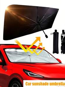 Integrated Car Windshield Sunshade, Easy To Install, Foldable For Storage, Suitable For Sedans, SUVs And Trucks. Provides Heat Insulation And Sun Protection. A Must-Have Vehicle Sunshade For Summer, Suitable For Travel And Camping. - Multicolor - View 3