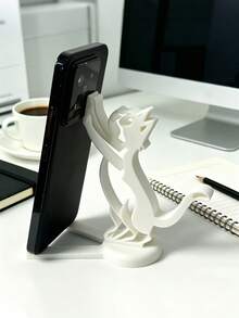 Adjustable Cat Elements Detachable Cat-Shaped Desk Phone Holder Cartoon Creative Desktop Decor Mother's Day Gift - Multicolor - View 2