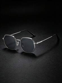 1pc Retro Solid Color Metal Men's Casual Driving Fashion Glasses - Multicolor - View 10