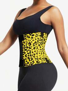 1pc Women's Pink Leopard Print Waist Cincher, Abdominal Slimming Elastic Waist Belt, Suitable Fitness, Daily Wear, Sports - Màu Hồng Tươi - Xem 8