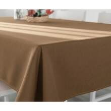 Rustic Dining Tablecloth 200x140cm, Synthetic Linen Fabric - Hazelnut - View 2