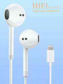 Auriculares con cable Lightning con control en línea, compatibles con 14/13/12/11/XR/XS/X/8/7/SE/Pro/Pro Max, adecuados como regalo de Navidad/familia - Blanco 1 - Ver 2