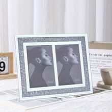 1 khung ảnh kính đính đá đôi 4x6 inch, thích hợp làm quà tặng tốt nghiệp, quà cưới, quà gia đình và ảnh bạn bè. - 1PC - Xem 5