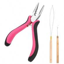 Alicate para Extensão de Cabelo, 3 Peças Ferramentas para Extensão de Cabelo para Instalação e Remoção de Micro Link e Nano Anel, Ferramenta para Tinsel de Cabelo ou Pena para Penteado Profissional - Visão 11