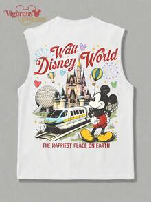 Disney Mickey Mouse Repeat Text Summer Tank Top - White - View 3