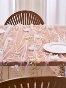 1/2 chiếc khăn trải bàn ren jacquard thêu hoa màu trắng, chất liệu hơi trong suốt, phong cách trang trại cổ điển, thích hợp cho gia đình, nhà bếp, các buổi họp mặt ngày lễ, đám cưới, sinh nhật, tiệc tùng, mọi mùa. - trắng - Xem 6
