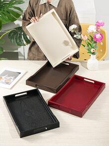 1pc Rectangular Distant Mountain Pattern Tray With Handle, Multiple Colors Available, For Food, Snacks, Drinks, Breakfast Coffee, Platter, Durable ABS Plastic Material - Multicolor - View 5