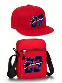 1pc/2pcs Chicago Letter & 23 Numeric Print Baseball Cap And Crossbody Bag Set, Streetwear Fashion Outdoor Sports Adjustable Flat Brim Cap And Shoulder Bag, Gift For Yourself Or Friends,Beach,Holiday - Nhiều màu - Xem 16