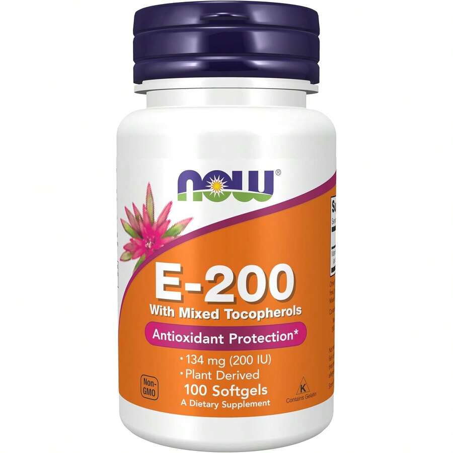 NOW Foods Vitamin E-200 IU With Mixed Tocopherols, Antioxidant Protection*, 100 Softgels - 100 count - 查看 1