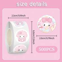 500 pezzi/rotolo Graziosi adesivi rosa Biano, rotolo di adesivi adorabili con coniglietti e pecore dei cartoni animati - nastro decorativo a cartoni animati, adatto per design a tema, colori tenui, ottimo per artigianato, confezione regalo, decorazione di telefoni e tazze, temi di compleanno e progetti fai-da-te, adesivi impermeabili per decorare quaderni, telefoni, bagagli, laptop, frigoriferi, biciclette, regali kawaii - Multicolore - Visualizzare 3