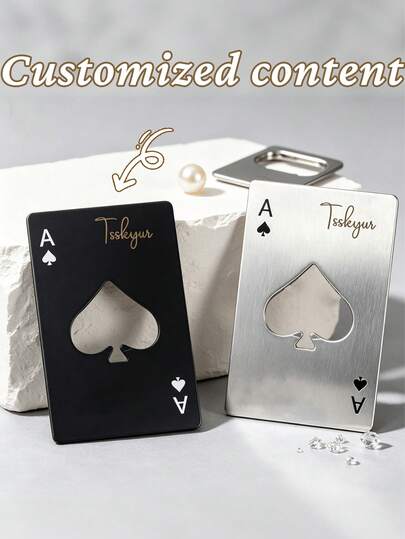 Customize 5/10/20pcs Poker-Shaped Bottle Openers, Stainless Steel Beer Bottle Openers, Poker-Style Soda Bottle Openers, Which Can Be Put In Wallets And Pockets, Suitable For Wedding And Birthday Parties, Room Decoration, Beer Can Openers, Suitable For Outdoor Camping.