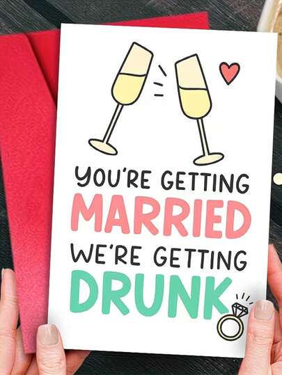 2pcs/Set Charming Wedding Party Cards - Featuring Champagne Glass, Wedding Ring Designs And Celebratory Text, Suitable As Memorable Keepsakes, Decorations Or Wedding Celebration Invitations. Applicable For Weddings, Anniversaries, Engagements, Theme Parties, Bridal Showers, Birthdays And More.