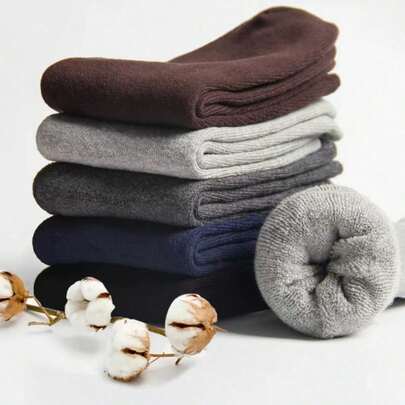 Kit 03 Par Meias masculinas Grossas De Lã Térmicas Flexíveis Coloridas De Inverno