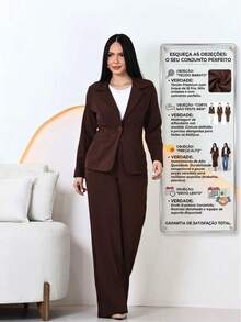 Elegant Blazer And Pants Set In Louis Twill - Rỉ Nâu - Xem 4
