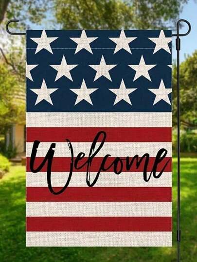 1pc Patriotic July 4th Garden Flag - Double-Sided Waterproof Star-Spangled Banner, 12.0x18.0inch, Vintage American Flag Design For Outdoor Yard Decor, Veterans Day & Independence Day Celebrations, No Flagpole Included, Patriotic Yard Decor | Vintage American Flag | Durable Outdoor Flag, American Flag Decor