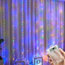 300LED Battery Powered Curtain Lights (Battery Not Included) 8 Modes LED Curtain Lights Birthday Surprise Room Bedroom Curtain String Lights Garland Fairy Lights Wedding Anniversary Bachelor Party - Battery Box Curtain Light - View 6