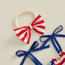 4th Of July Baby Girl Outfits American Flag Sleeveless Strap Romper Bodysuit Independence Day Clothes - 紅色 A - 查看 8