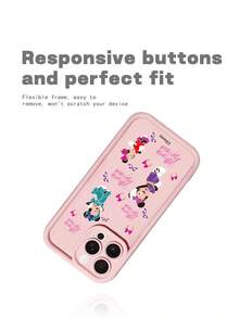 1pc New Cute Officially Licensed Disney Dancing Mickey & Minnie Creative Elevated Camera Protective Phone Case With Unique Pink Cartoon Pattern, Thick Anti-Drop Cover Compatible With Apple IPhone 17 Pro Max/Air, 16, 11/12/13/14 Plus, XR, 7/8 Plus, 15 Pro Max - Pink - View 3