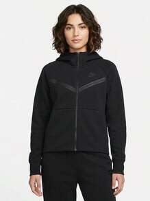 Nike 耐克运动服女式夹克休闲通勤日常轻便透气拉链柔软亲肤多功能易分层舒适秋季黑色 CW4298-010 - 黑色 - 查看 1