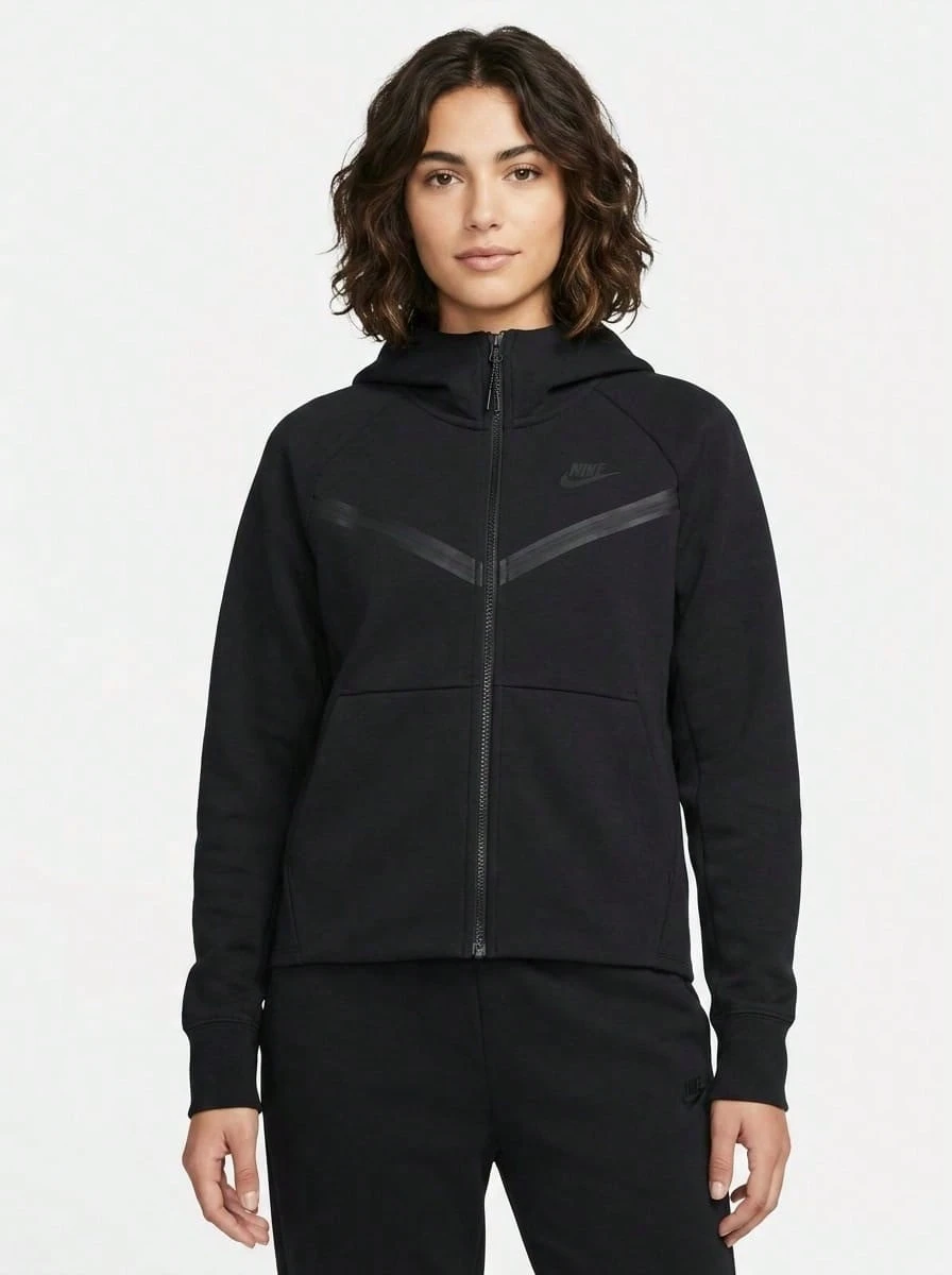 Nike 耐克运动服女式夹克休闲通勤日常轻便透气拉链柔软亲肤多功能易分层舒适秋季黑色 CW4298-010 - 黑色 - 查看 1