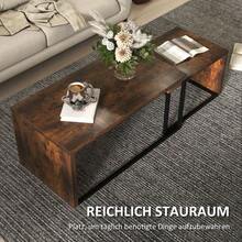 Set Of 2 Nesting Tables, Side Tables, Coffee Tables, In Various Shapes, Multifunctional, Elegant, Simple, With Metal Base, In Black And Brown. - Rust Brown - View 4