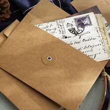 1pc/5pcs/18pcs Vintage Thick Kraft Paper Envelopes, Tie Closure Cord Wrapped Button File Folders, Suitable For Stationery, Invitations And Office Use, Mailing Envelopes - Kraft Paper Envelope - View 5