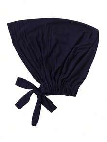 1 faixa de cabelo feminina elástica de cor sólida, elegante e moderna, ideal para uso diário. Lenço de seda macio, perfeito para usar com abayas, respirável e confortável. Essencial para férias e viagens. - Azul marinho - Ver 3
