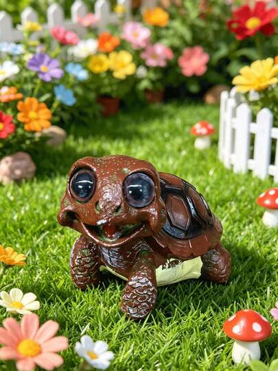 Estatua de jardín de tortuga linda de resina, decoración exterior a prueba de intemperie, escultura de tortuga para patio, jardín, estanque y patio trasero, adorable ornamento de césped de animal para decoración del hogar y el jardín, idea de regalo única para amantes de las tortugas
