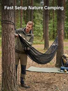 260*130cm Super Large Size Breathable Mesh Hammock, Quick-Drying Portable Hammock With Travel Bag And 2 Hanging Ropes, Suitable For Outdoor Camping, Garden, Patio, Beach, Backyard And More - A - View 2