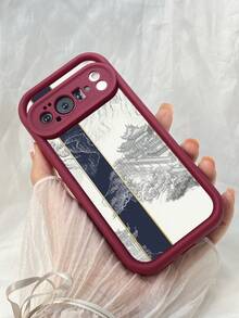 NR30 ブラウン美的絵画,対応するPixel 10 9 8 Pro 9A 8A ケース、対応するiPhone17 16 15 14 13 12 11 Pro Max 7 8 16 15 14 Plus 16e 17e 17 Air ケース、フルカメラ保護ソフト TPU ケース、キャンディカラーエンジェルアイラダーマットシリコン肌に優しいタッチフォンケースカバー（女性＆女の子向け） - バーガンディ - チェックする 5