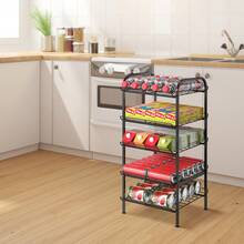 Water Bottle Organizer 5 Tier Freestanding Water Bottle Storage Organizer Metal Bottle Rack Holder Stand Shelf For Kitchen Pantry Food Storage (Black)Adult 5-Tier Can Organizer Rack Dispenser For Pantry, Black Metal Folding Rack With Wire Shelves - Black - View 9