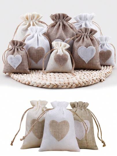 30/5 piezas Bolsas de lino con cordón, bolsas de regalo de algodón y lino para joyería, viajes, regalos de boda, decoración del hogar, regalos festivos