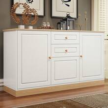 Sideboard With Three Doors And Two Drawers, Ideal For Living Rooms And Dining Rooms, Multifunctional Storage Furniture. - Khaki - View 7