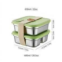 2件套多功能304不锈钢带盖午餐盒，便携式分隔午餐盒，水果沙拉食品储存盒，密封防漏便当盒，可堆叠便当盒，冰箱保鲜盒，可用洗碗机清洗，适合学生和成人居家、学校、宿舍、办公室、户外露营、野餐、旅行、返校等场合使用。 - 彩色 - 查看 17