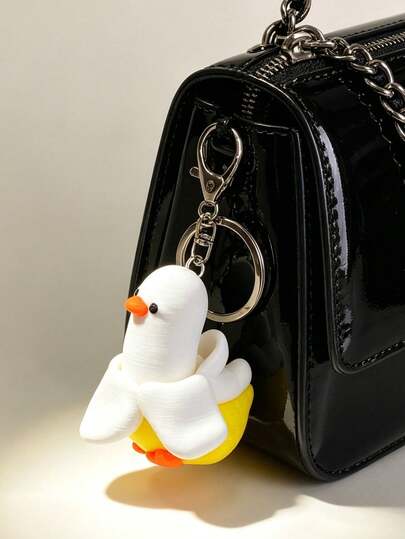 1pc Cute Duck Keychain Key Ring For Girls Gift Unique Funny Creative Colorful Simulation Animal Bag Car Keychain