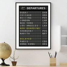 2pcs/Set Airport Destination Poster, Travel Board Quote Canvas Art Print, Honeymoon Travel Wall Decor, Unframed - A - View 5