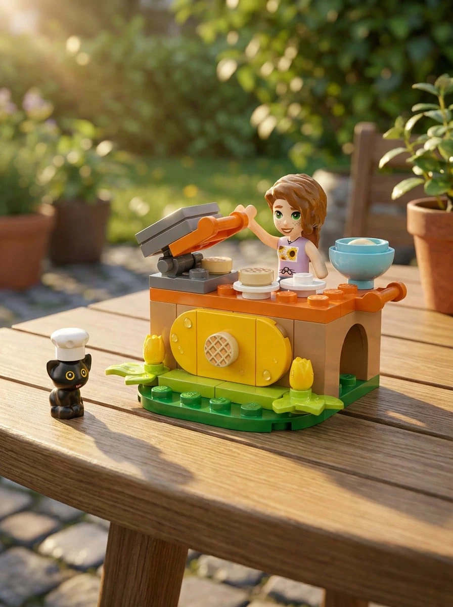 Friends Autumn's Waffle Stand 30696 – Cute Mini Waffle Shop With Minidoll & Chef Cat | Fun Building Toy For Kids 5+ | Collectible Playset & Gift, Musical/Wedding Season Gift - Multicolor - View 1