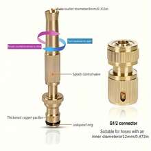 Vòi phun rửa xe áp lực cao có thể điều chỉnh, đầu phun gắn nhanh ren 3/4", thích hợp để tưới cây trong vườn/rửa xe/làm sạch mặt đất. - Xem 7