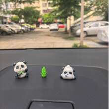 1/3/7pcs Cute Panda & Bamboo Shoot Car Decor, Women Car Accessories, Dashboard Ornament, Interior Decoration, Adorable Small Figurine, Warm & Healing Gift, Perfect For Friends And Family, Holiday Present - Red Panda and Bamboo Shoots - View 13