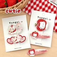 New Cute Pet Kitten Hair Clip For Girls, Versatile Bangs Clip Side Clip, Sweet Broken Hair Duckbill Clip Headgear - 3#兔子玩偶熊髮夾 - 查看 2
