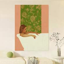 Enmarcado Lienzo impreso  de varios tamaños, *Los Tenenbaums*, arte de , estilo moderno de mediados de siglo, coral, rosa, verde, vintage, plano 2D, perfecto para la decoración de habitaciones. - Enmarcado - Ver 2