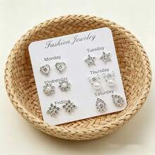 Bông tai đính đá hình học 1 carat. - Bạc - Xem 3